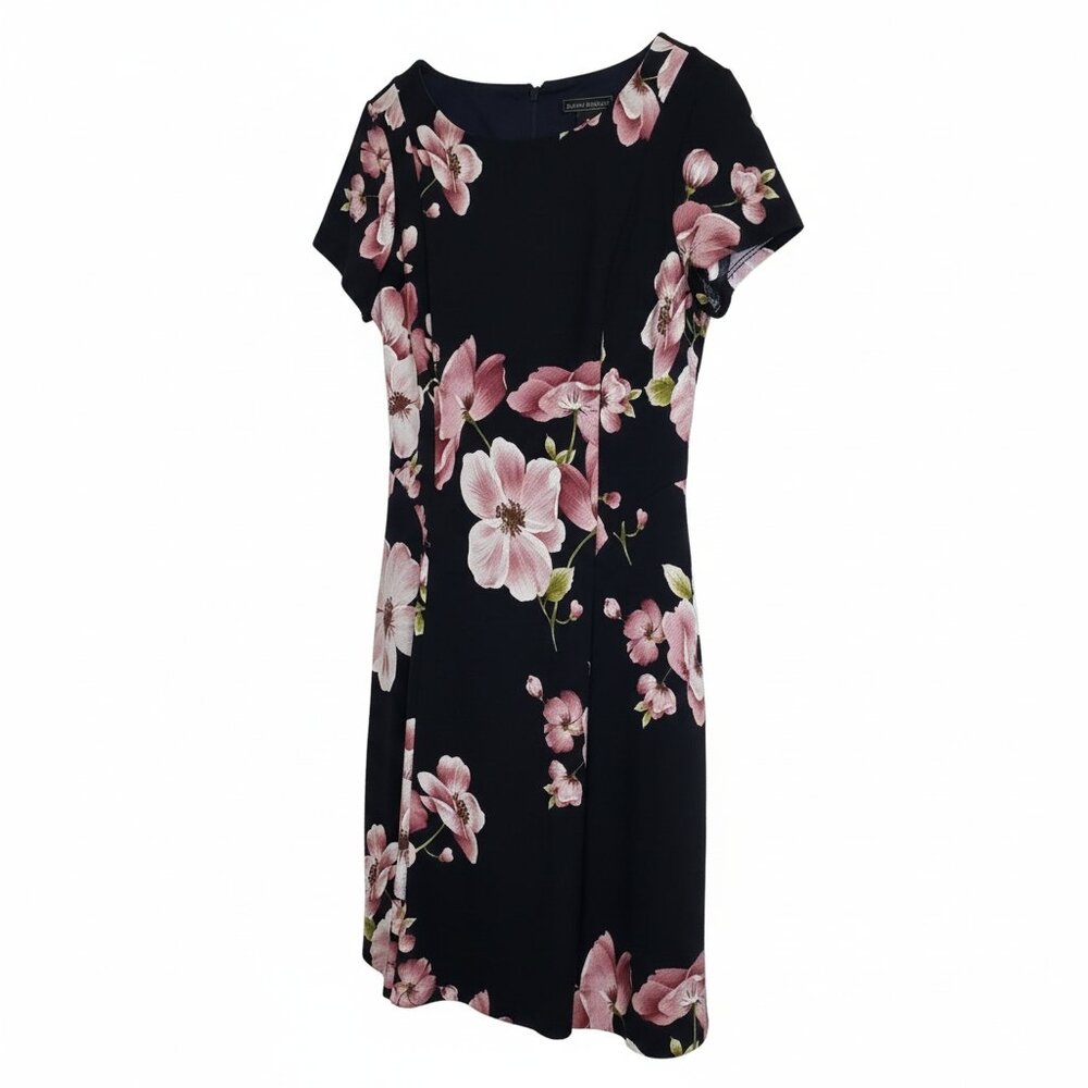 Jessica Howard Floral Dress Size 14 Black Pink Fit Flare Wedding Guest Cocktail